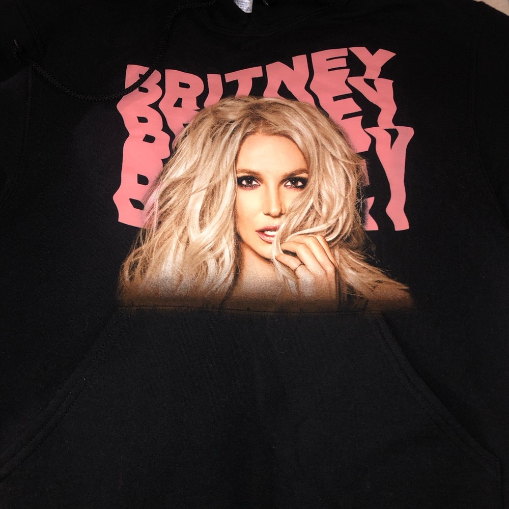 Britney Spears Black Hoodie with Pink Asian Graphic Print